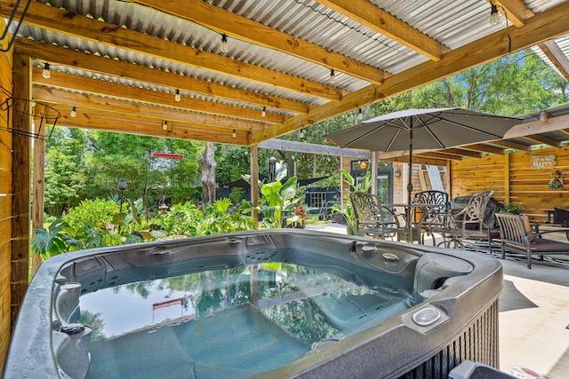 29 SE Alexandra Pl, Fort Walton Beach, FL 32548 - view of swimming pool with a hot tub and a patio area