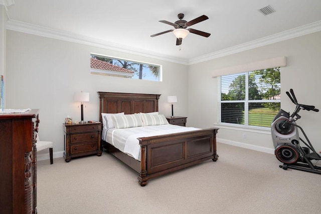 359 Indigo Loop, Miramar Beach, FL 32550 - bedroom with crown molding, light colored carpet, multiple windows, and baseboards