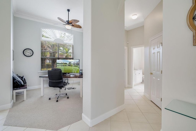 359 Indigo Loop, Miramar Beach, FL 32550 - tiled office with ceiling fan, crown molding, and baseboards
