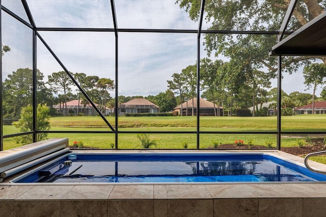 359 Indigo Loop, Miramar Beach, FL 32550 - outdoor pool with glass enclosure and a lawn