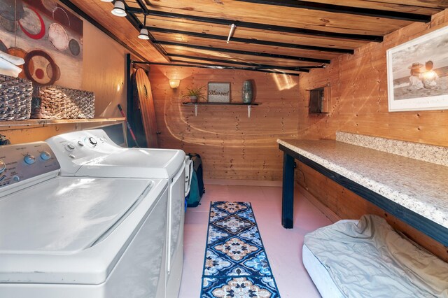 40 Flounder St, Santa Rosa Beach, FL 32459 - washroom with wooden walls and independent washer and dryer