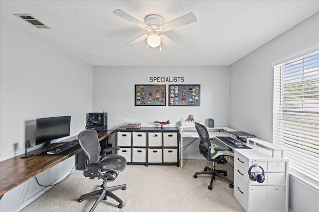 1176 Lost Trl, Fort Walton Beach, FL 32547 - office with light colored carpet, a ceiling fan, and a textured ceiling