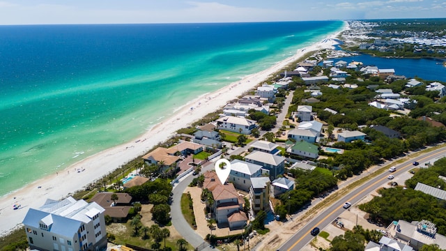 30 Pelican Cir, Inlet Beach, FL 32461 - aerial overview of property's location with expansive coastline and nearby suburban area