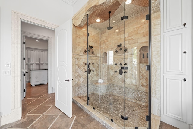 30 Pelican Cir, Inlet Beach, FL 32461 - bathroom featuring a shower stall and recessed lighting