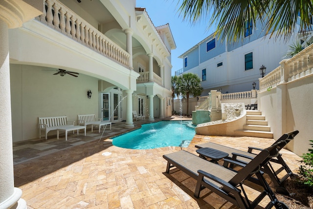 30 Pelican Cir, Inlet Beach, FL 32461 - swimming pool with a patio and a ceiling fan