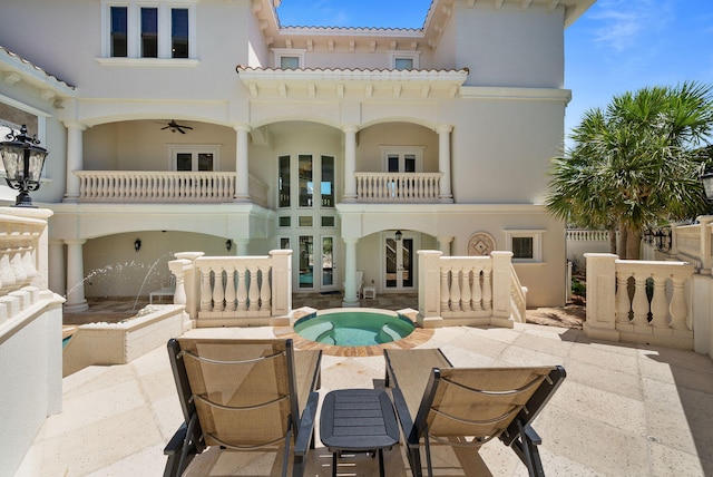 30 Pelican Cir, Inlet Beach, FL 32461 - back of property with french doors, a balcony, a tiled roof, and a patio