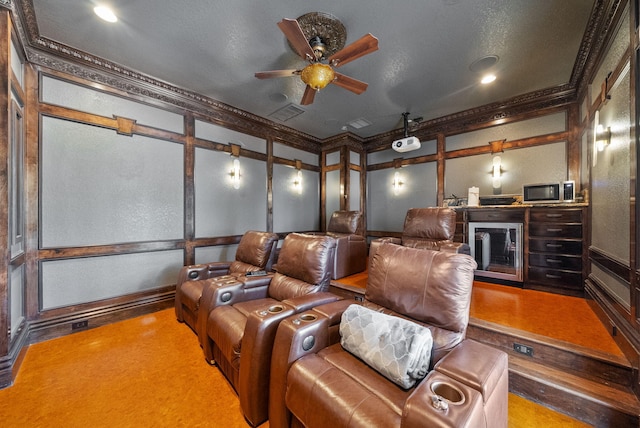 30 Pelican Cir, Inlet Beach, FL 32461 - home theater room with a decorative wall, crown molding, and a ceiling fan