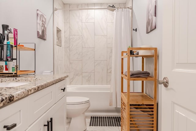409 Hideaway Ln, Niceville, FL 32578 - bathroom featuring vanity, shower / tub combo with curtain, and tile patterned flooring