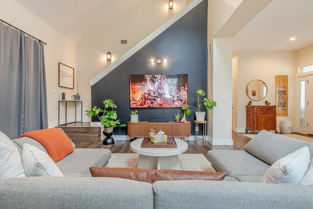409 Hideaway Ln, Niceville, FL 32578 - living area featuring wood finished floors and recessed lighting
