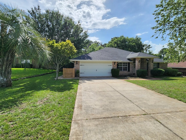 4868 Orlimar St, Crestview, FL 32536 - view of front of property with brick siding, driveway, a garage, and a front yard