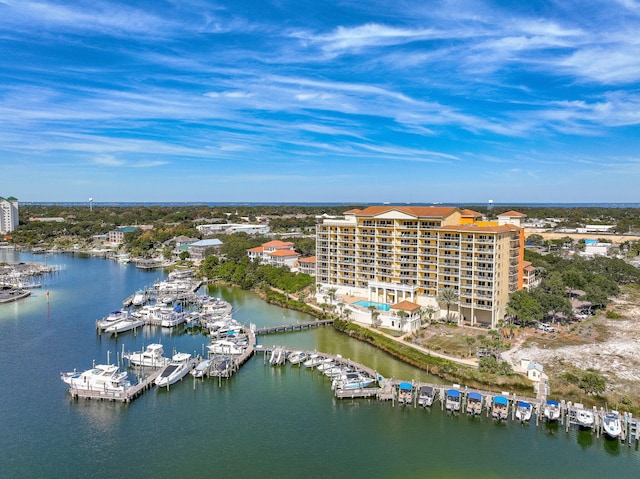 770 Harbor Blvd Unit 1J, Destin, FL 32541 - aerial view of a large body of water, a marina, and apartment complex