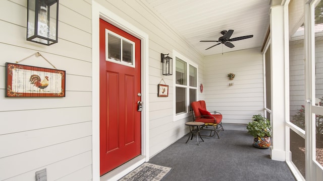 148 Engelbrecht Rd, Defuniak Springs, FL 32433 - property entrance featuring a porch and ceiling fan