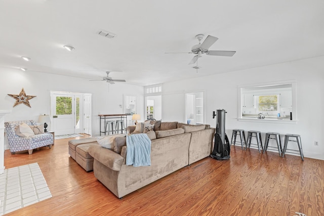84 Old Miller Pl, Santa Rosa Beach, FL 32459 - living room featuring ceiling fan and wood finished floors