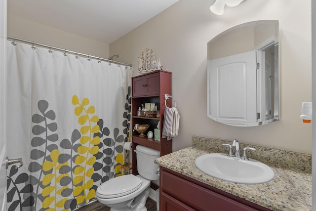 7302 Manatee St, Navarre, FL 32566 - full bath with toilet, vanity, and a shower with curtain