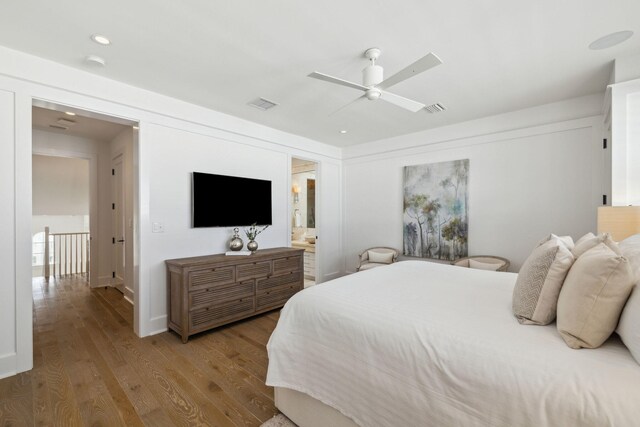 132 N Somerset St, Alys Beach, FL 32461 - bedroom featuring wood finished floors, recessed lighting, ceiling fan, ensuite bath, and baseboards
