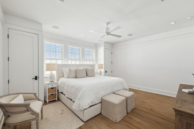 132 N Somerset St, Alys Beach, FL 32461 - bedroom featuring light wood finished floors, baseboards, a ceiling fan, and recessed lighting