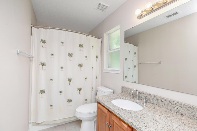 1184 Blackberry Cir, Baker, FL 32531 - bathroom featuring vanity, toilet, tile patterned flooring, and curtained shower