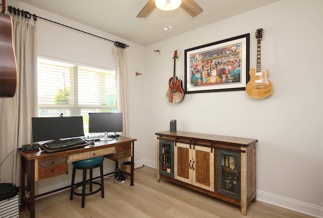 14 Cool Breeze, Freeport, FL 32439 - office with light wood-style floors, a ceiling fan, and baseboards