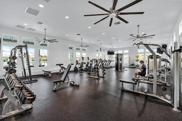 276 W Lafayette Rd, Inlet Beach, FL 32461 - gym with ceiling fan and recessed lighting