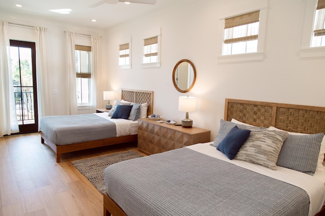 250 Beach Bike Way, Inlet Beach, FL 32461 - bedroom featuring access to outside, multiple windows, light wood-style flooring, and recessed lighting