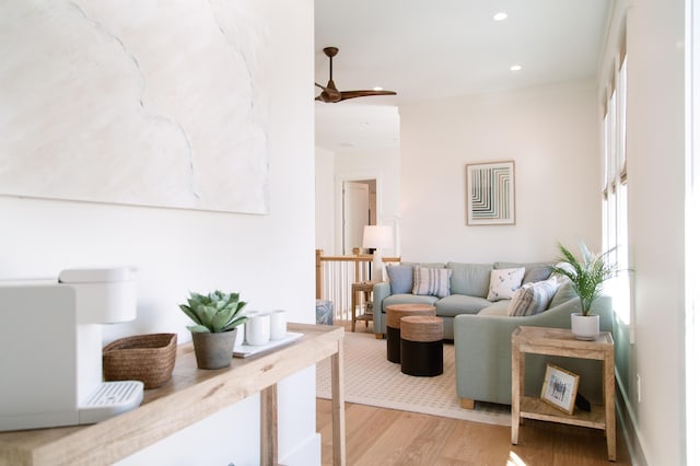 250 Beach Bike Way, Inlet Beach, FL 32461 - living area with light wood-style floors, ceiling fan, and recessed lighting