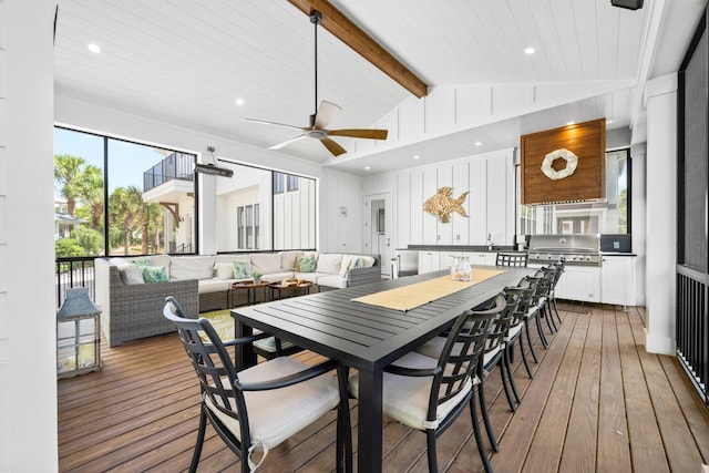 250 Beach Bike Way, Inlet Beach, FL 32461 - dining space featuring hardwood / wood-style floors and a ceiling fan
