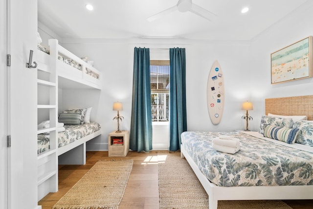 250 Beach Bike Way, Inlet Beach, FL 32461 - bedroom with wood finished floors, recessed lighting, a ceiling fan, and baseboards