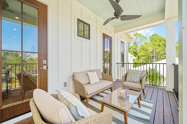 250 Beach Bike Way, Inlet Beach, FL 32461 - balcony with a ceiling fan and an outdoor living space