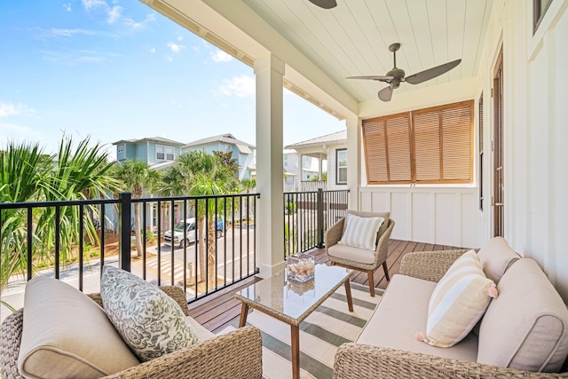 250 Beach Bike Way, Inlet Beach, FL 32461 - balcony featuring ceiling fan, a residential view, and an outdoor living space