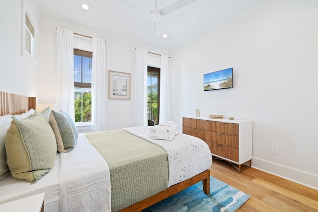 250 Beach Bike Way, Inlet Beach, FL 32461 - bedroom with light wood finished floors, baseboards, recessed lighting, and access to outside