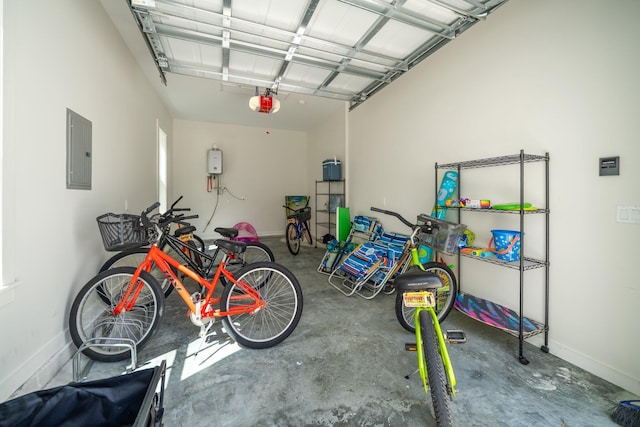 250 Beach Bike Way, Inlet Beach, FL 32461 - garage featuring electric panel, a garage door opener, and baseboards