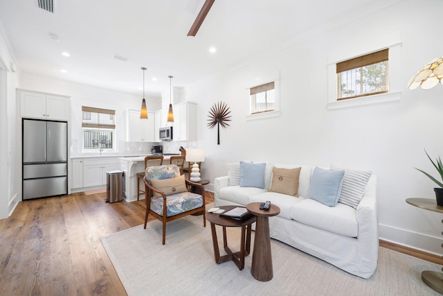250 Beach Bike Way, Inlet Beach, FL 32461 - living room with plenty of natural light, light wood-type flooring, recessed lighting, and a ceiling fan
