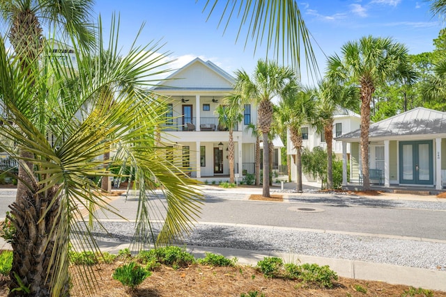 250 Beach Bike Way, Inlet Beach, FL 32461 - view of front of house featuring french doors, a balcony, and a porch