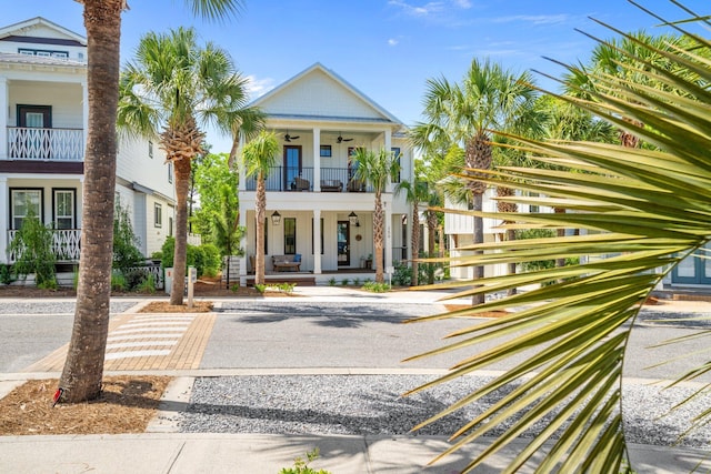 250 Beach Bike Way, Inlet Beach, FL 32461 - view of front of home featuring a balcony, a porch, and ceiling fan