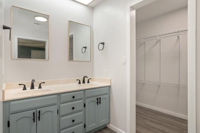 5903 Jack Stokes Rd, Baker, FL 32531 - full bath with double vanity, wood finished floors, and a spacious closet