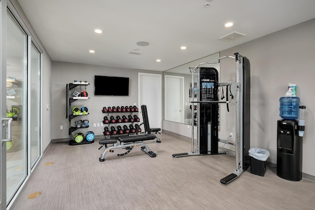 3820 E County Highway 30a Unit 408, Santa Rosa Beach, FL 32459 - exercise room with baseboards and recessed lighting