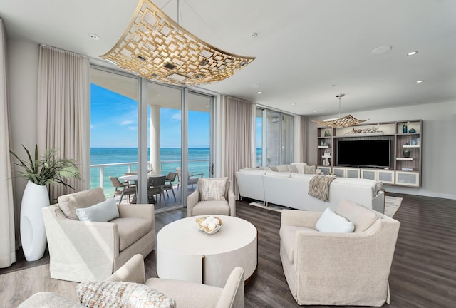 3820 E County Highway 30a Unit 408, Santa Rosa Beach, FL 32459 - living room with wood finished floors, recessed lighting, and floor to ceiling windows