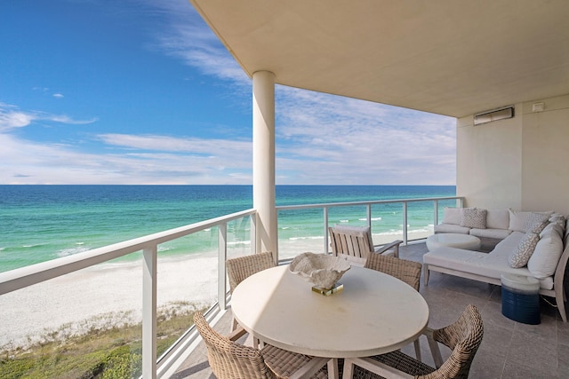 3820 E County Highway 30a Unit 408, Santa Rosa Beach, FL 32459 - balcony with view of water and beach and an outdoor living space
