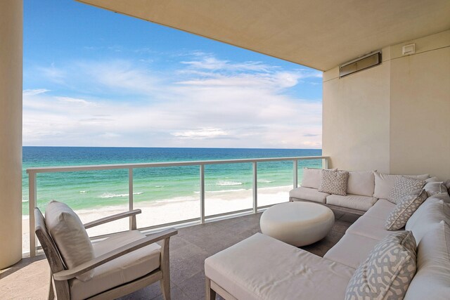 3820 E County Highway 30a Unit 408, Santa Rosa Beach, FL 32459 - balcony with an outdoor living space and view of water and beach