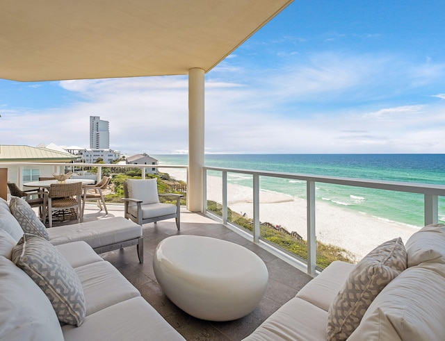 3820 E County Highway 30a Unit 408, Santa Rosa Beach, FL 32459 - balcony with an outdoor living space and view of water and beach