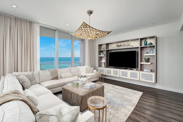 3820 E County Highway 30a Unit 408, Santa Rosa Beach, FL 32459 - living area featuring dark wood finished floors and recessed lighting