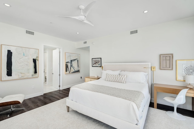 3820 E County Highway 30a Unit 408, Santa Rosa Beach, FL 32459 - bedroom featuring recessed lighting, wood finished floors, and ceiling fan