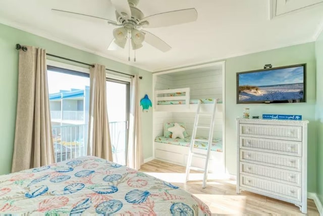 2800 Scenic Gulf Dr Unit 32, Miramar Beach, FL 32550 - bedroom featuring access to exterior, wood finished floors, a ceiling fan, and baseboards