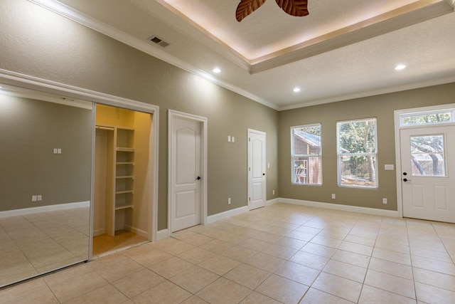 2007 Bayshore Dr, Niceville, FL 32578 - entrance foyer with ornamental molding, light tile patterned floors, ceiling fan, and recessed lighting