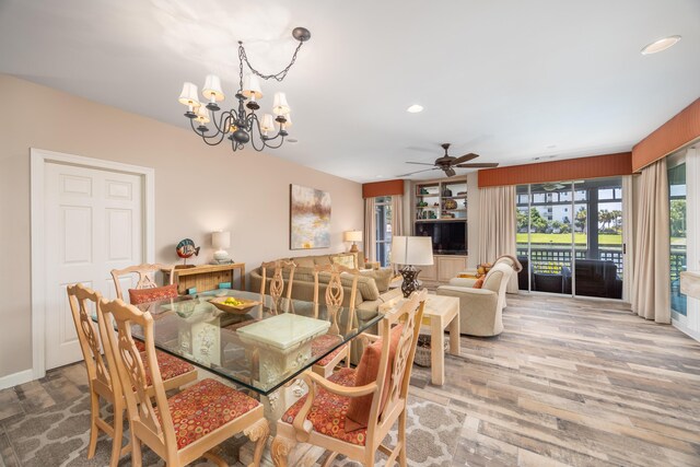 9815 US Highway 98 Unit 34, Miramar Beach, FL 32550 - dining room featuring a chandelier, recessed lighting, ceiling fan, wood finished floors, and baseboards