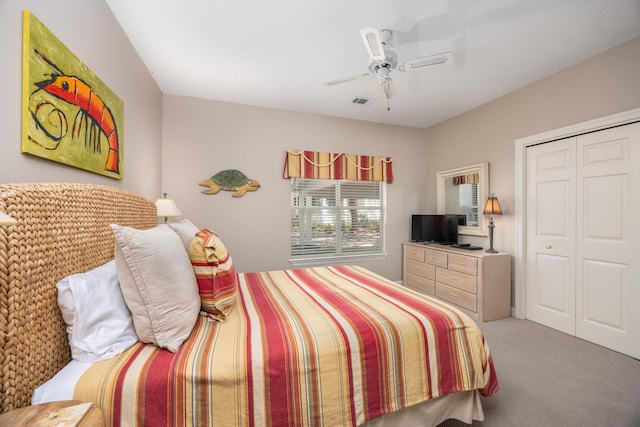 9815 US Highway 98 Unit 34, Miramar Beach, FL 32550 - bedroom with carpet, a closet, and a ceiling fan