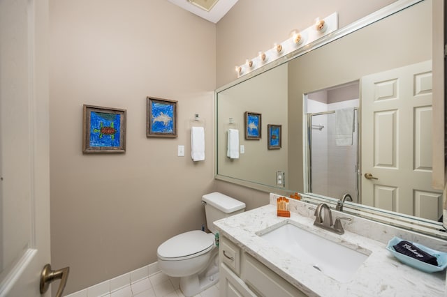 9815 US Highway 98 Unit 34, Miramar Beach, FL 32550 - full bathroom with vanity, tiled shower, toilet, tile patterned flooring, and baseboards