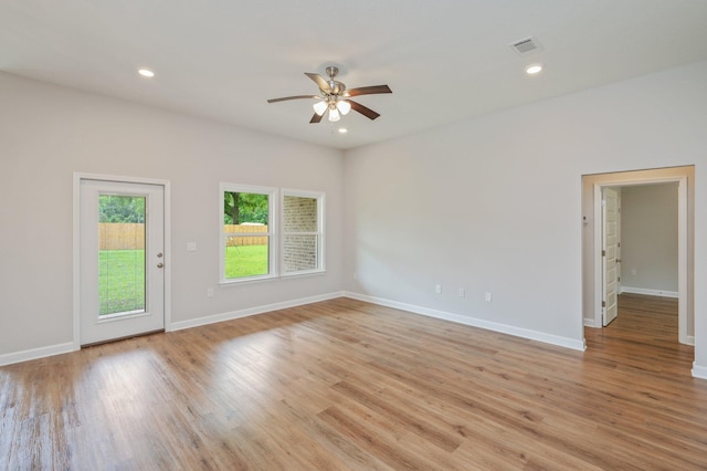 4003 Happy Trails Rd, Crestview, FL 32539 - empty room with ceiling fan, light wood-style floors, and recessed lighting