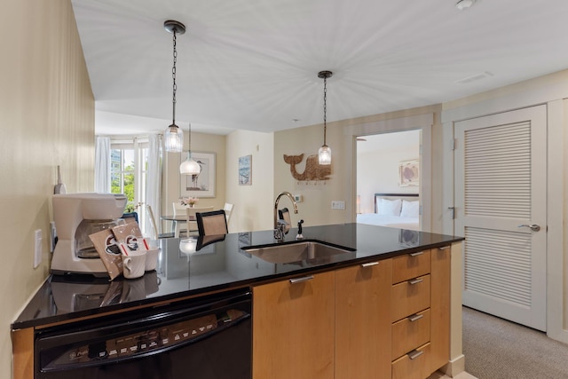 9700 Grand Sandestin Blvd Unit 4313, Miramar Beach, FL 32550 - kitchen featuring dishwashing machine, a sink, dark countertops, and decorative light fixtures