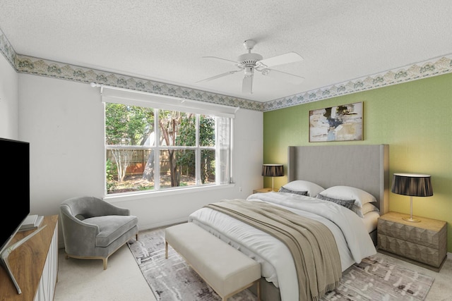 7 Citation Dr, Shalimar, FL 32579 - bedroom with carpet flooring, a textured ceiling, and ceiling fan